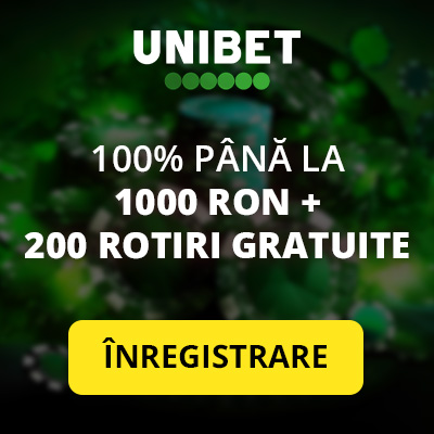 Bonus 100% până la 1000 RON + 200 Rotiri Gratuite