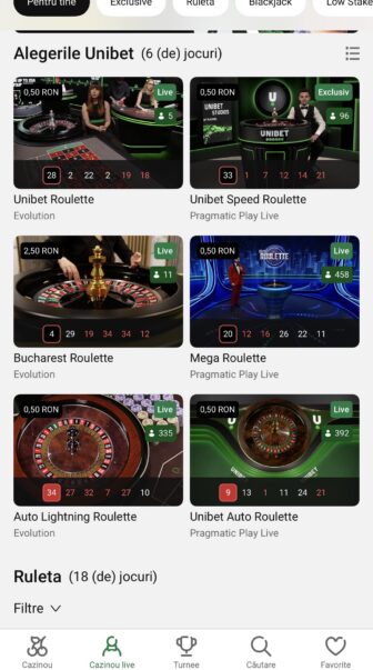 jocuri live prin unibet app