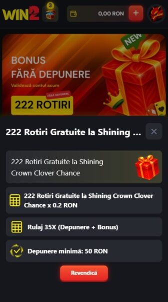 pasi pentru revendicare bonus de bun venit la win2