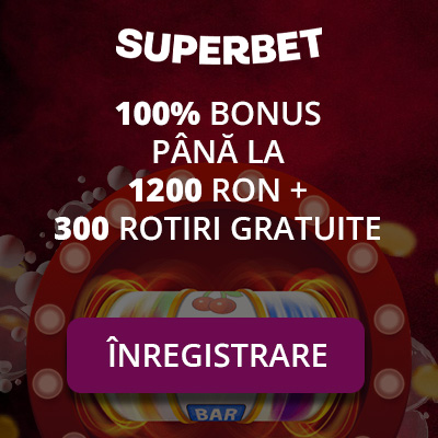 Înregistrează-te la Superbet și primești 100% bonus până la 1200 RON + 300 Rotiri Gratuite!