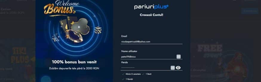 Bonusul de bun venit PariuriPlus