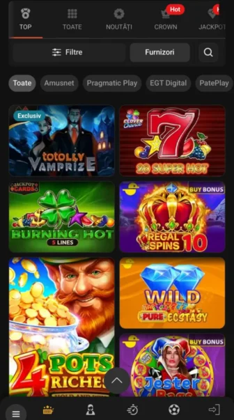 Ce jocuri găsești în TotoGaming app