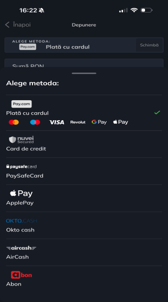 metode de plată în Las Vegas Casino app