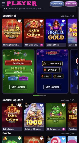interfața player casino romania