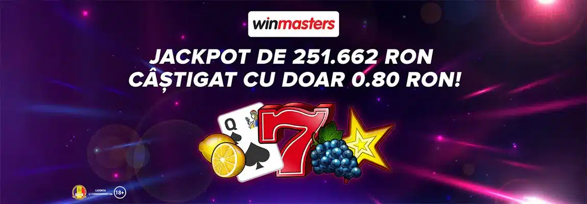 S-a strigat Jackpot la Winmasters - 251.662 RON pe 0.80 RON
