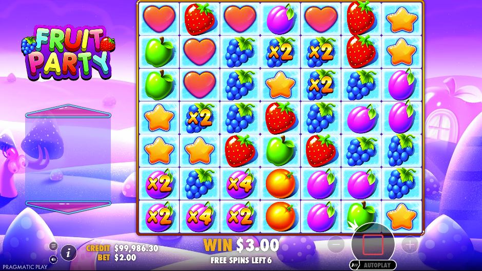 multiplicatori în fruit party demo