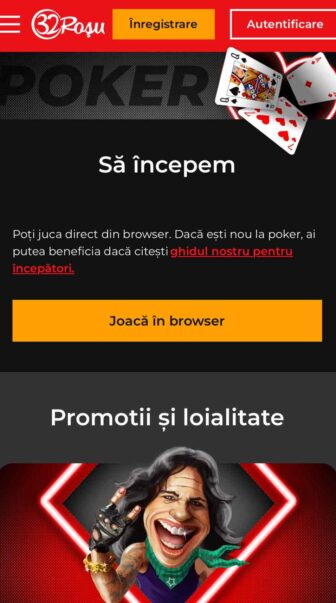 pagina principală a secțiunii de poker 32 roșu cu opțiunea de joc în browser