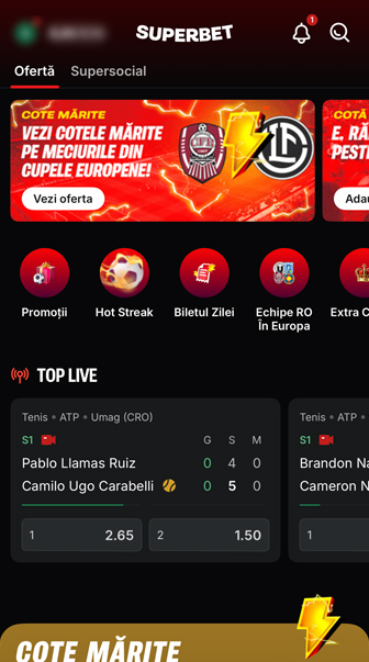 acces la oferta Hot Streak din secțiunea Promoții și din meniul rapid de pe pagina principală