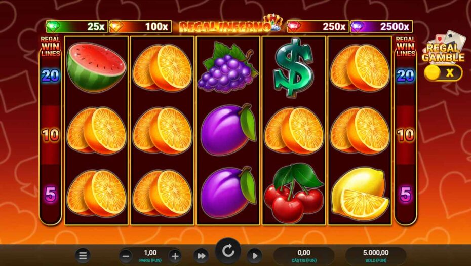 Slot online Regal Inferno cu tematică clasică cu fructe