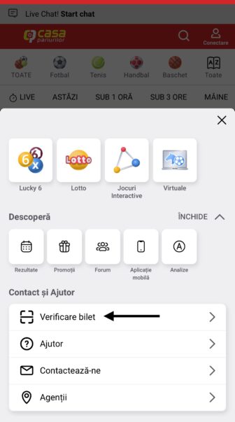 verificare bilet Casa Pariurilor