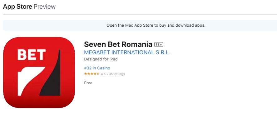 aplicație Seven bet iOS