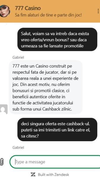 asistenta live chat 777 casino