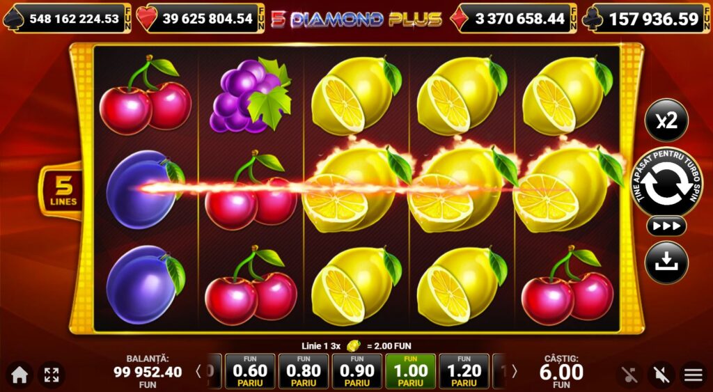 câștiguri 5 diamond plus gratis