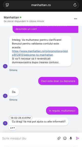 experiența mea cu echipa de suport manhattan casino