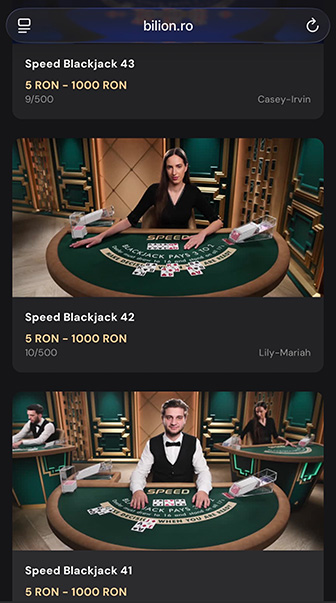 jocuri live la bilion casino