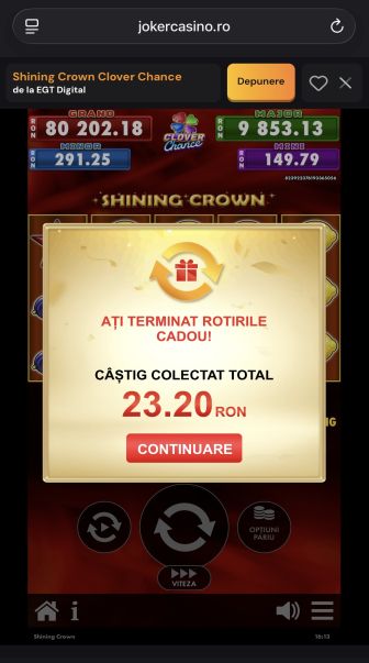 cât am câștigat din bonusul fără depunere Joker Casino