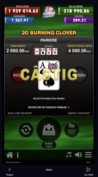 funcția gamble la 20 burning clover clover chance demo