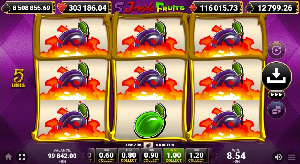 funcția juggle la 5 juggle fruits gratis