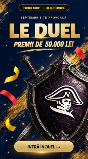 Napoleon Games, turneul Le Duel activ între 1–30 septembrie, cu premii totale de 50.000 lei și buton principal „Intră în duel”