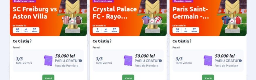 Betano Master, promoție de predicții pentru Europa League, Conference League și Champions League, cu 3/3 victorii, fond de premiere de 50.000 lei în pariuri gratuite și butoane „Joacă”