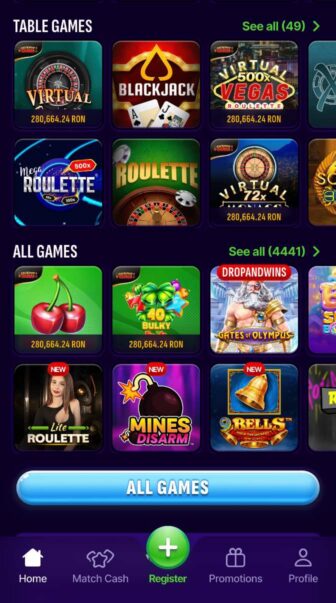 Jackpot Games, lobby casino cu 49 jocuri de masă, 4.441 jocuri, roulette, blackjack și Gates of Olympus