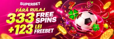 Bonus fără depunere Superbet 🎁 – 123 RON Freebet + 333 Rotiri Gratuite