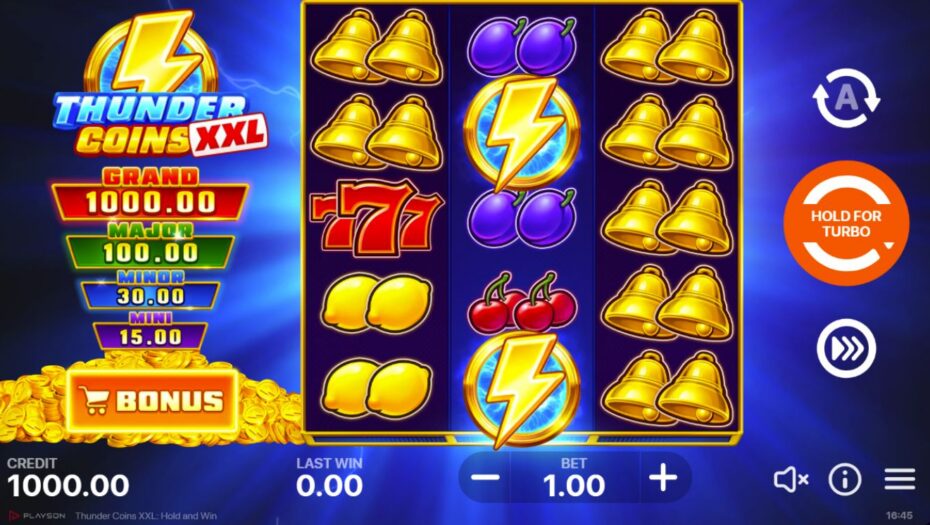 cum arată grila de joc la thunder coins xxl hold and win demo