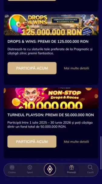 Turneele din aplicația Winboss
