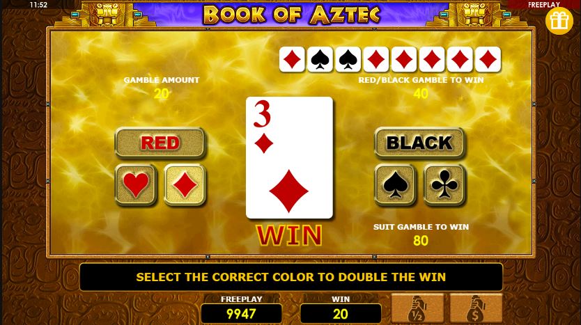 funcția gamble la book of aztec demo