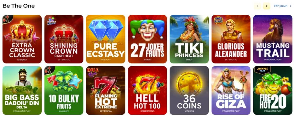 selecție de jocuri la betone casino